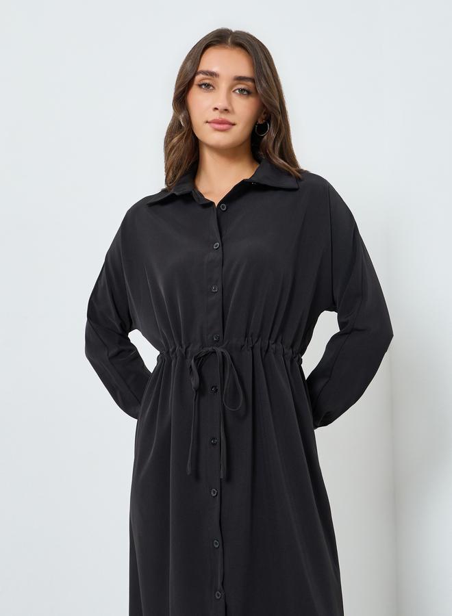 ستايلي فستان قميص ماكسي برباط خصر - Image 1